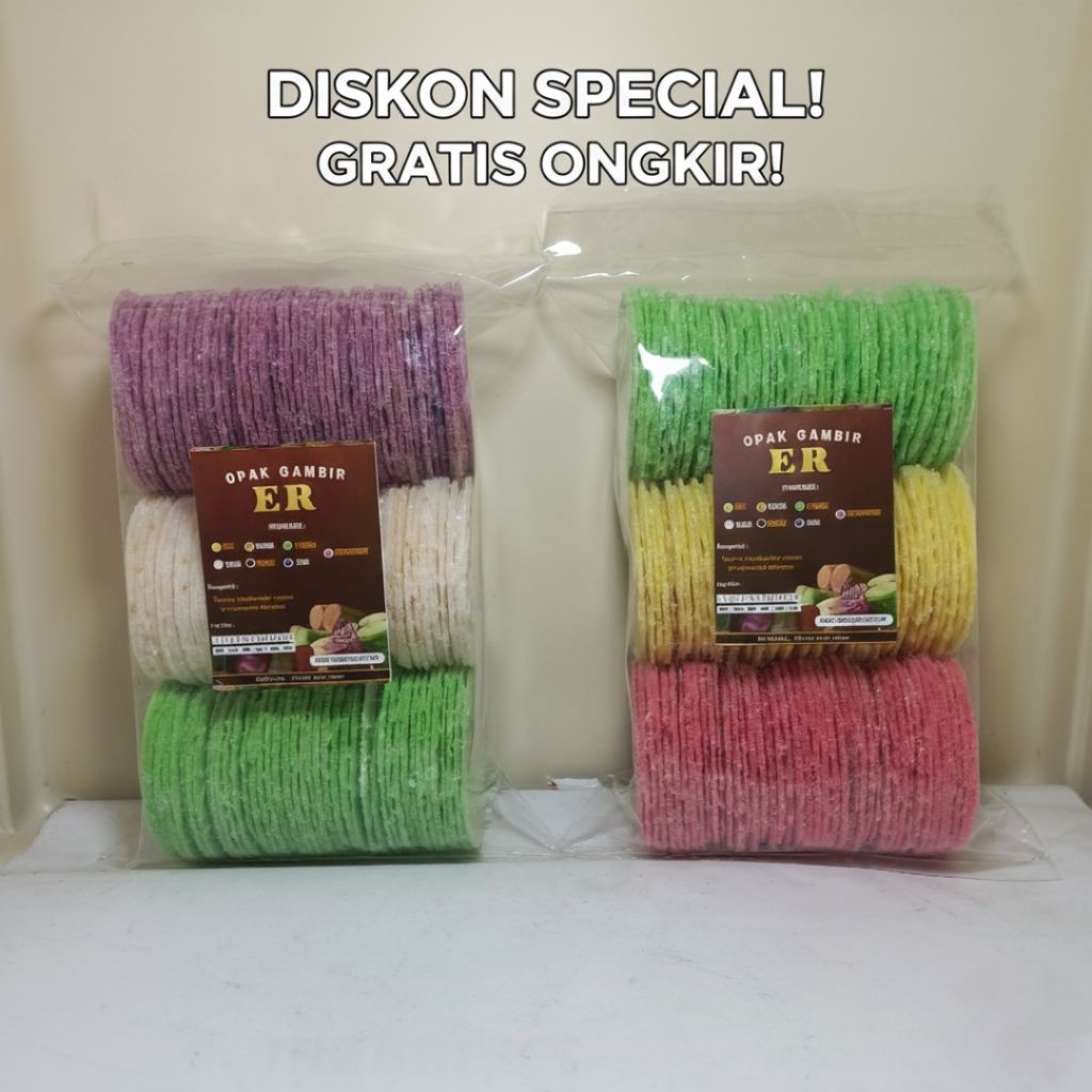 OPAK GAMBIR ANEKA RASA (MIX)"ER"|Kerupuk Opak Warna-warni Khas Jatim.
