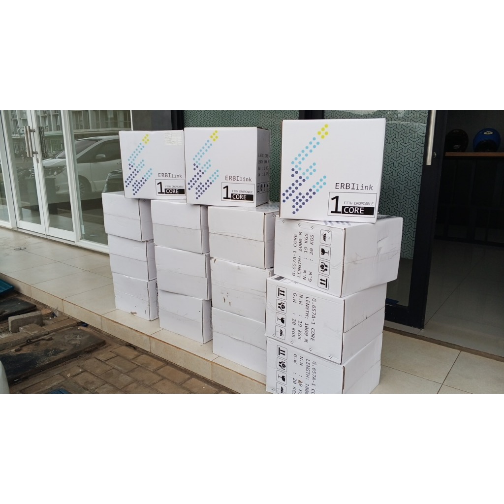 Drop Cable 4 core 1.0mm 3 seling MURAH   Erbilink 1000m PREMIUM | Kabel FO Drop CABLE 1 Core , 2 COR