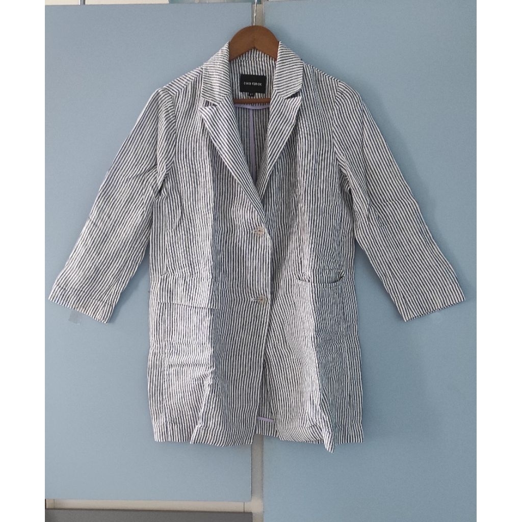 Preloved blazer linen stripes