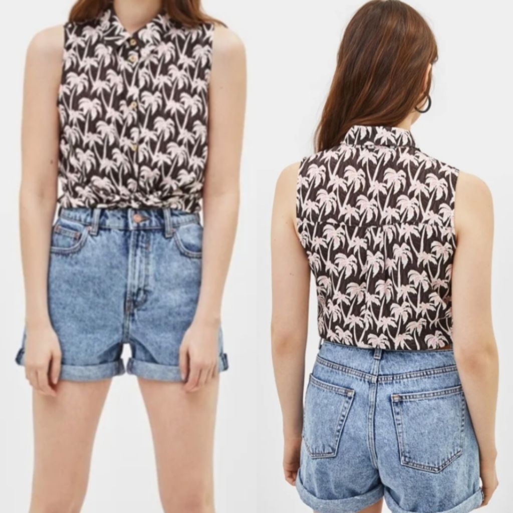 BERSHKA KEMEJA HEMDBLUES PRINT BARU ASLI ORIGINAL