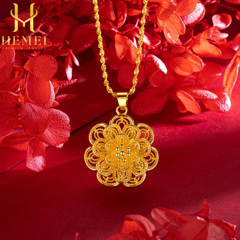 HEMEI KALUNG BUNGA EMAS PALSU KALUNG FASHION WANITA KALUNG MEWAH PREMIUM