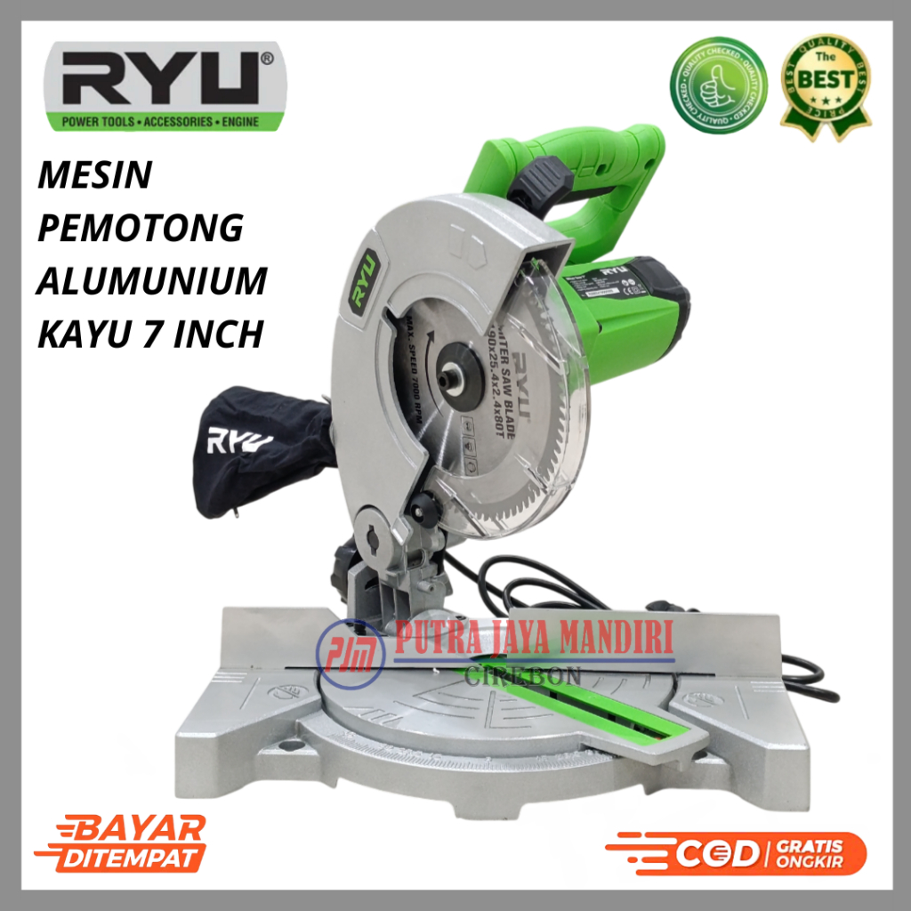 Ryu Mesin Pemotong Kayu Alumunium Mitter Miter Saw 7'' RMS 180 100% Original
