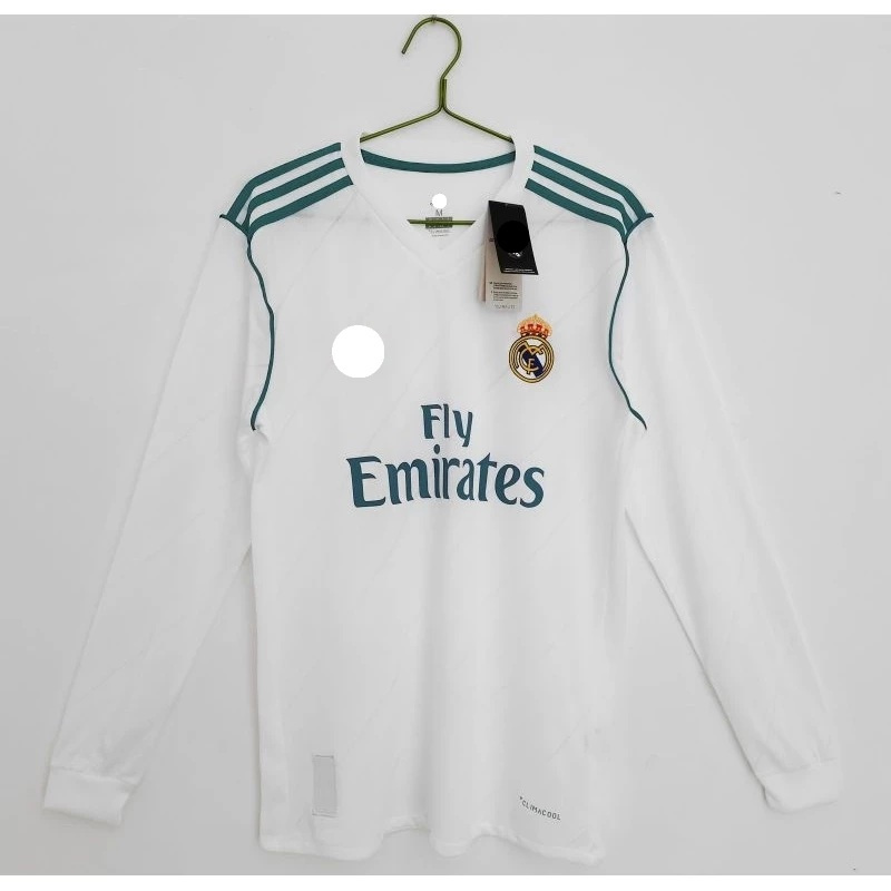 JERSEY BOLA RETRO MADRID HOME KLASIK LONG SLEEVE 2017/2018 GRADE ORI HIGH QUALITY JUMBO XXL 2XL