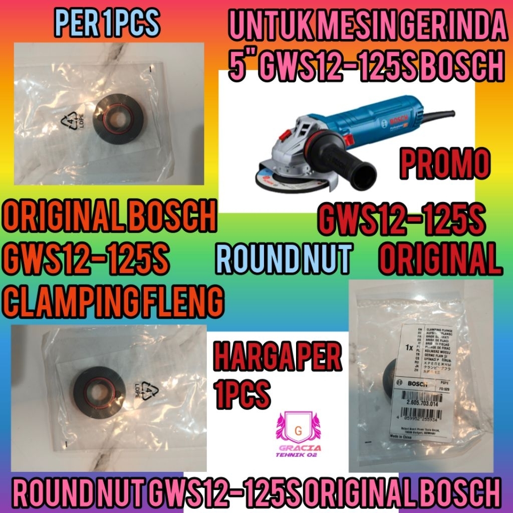 ROUND NUT INNER OUTER CLAMPING FLANGE JEPITAN MATA GERINDA 5" TIPE GWS12-125S ORIGINAL GWS 12-125S O