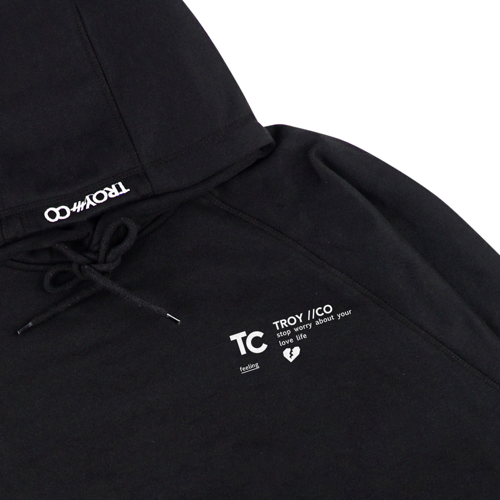 Troy Company Boxy Arm Pocket Hoodie Broken Life - Hoodie Boxy Hitam BAPH 3429
