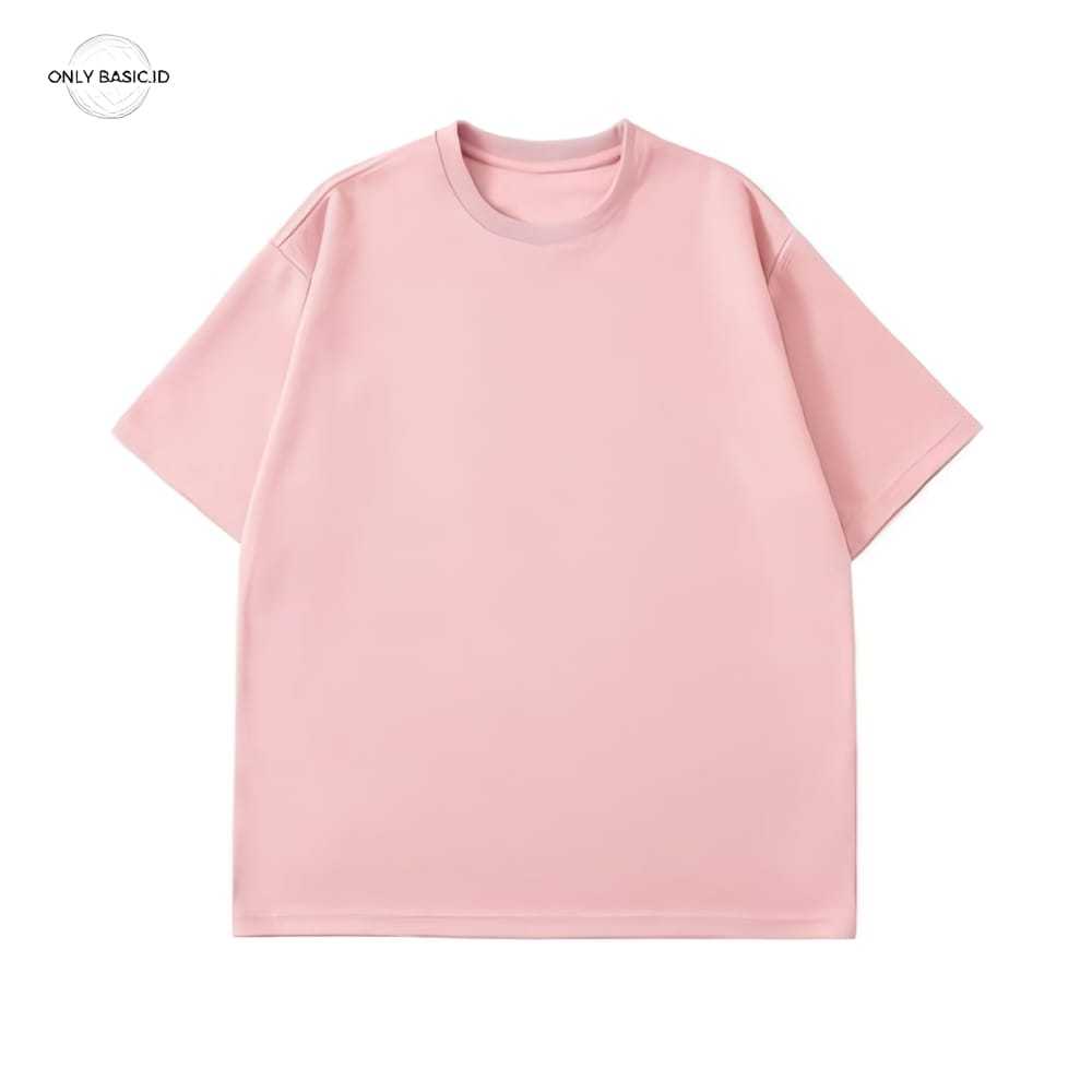 OnlyBasic - Boxy Fit T-Shirt PINK Cotton Combed 24s UNISEX Casual Pria Kaos PINK Baju Polos