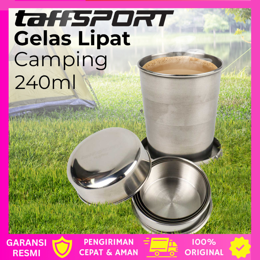 Gelas Lipat Stainless240ml Gelas Camping Gelas Lipat Gantungan Kunci Stainless Steel Folded Cup