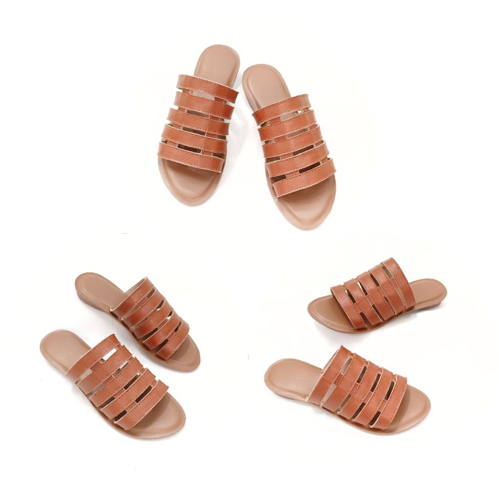 Sandal Kulit Asli Wanita Flat Kulit Asli Original