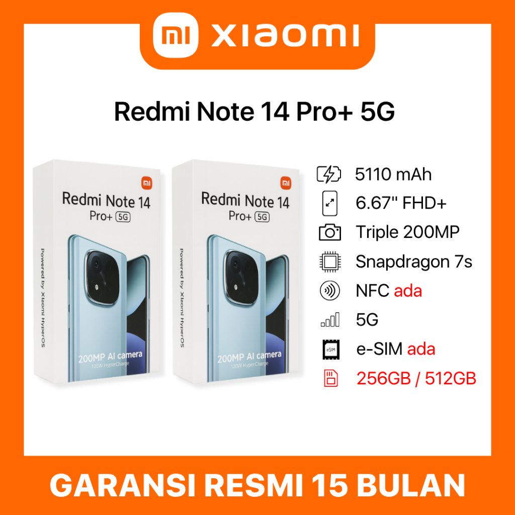 Xiaomi Redmi Note 14 Pro Plus 5G 8/256 12/512 8/256GB 12/512GB 8GB 12GB 256GB 512GB Garansi Resmi