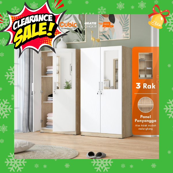 Cubic Lemari Pakaian Kecil Minimalis / Almari Baju Serbaguna 2 Pintu / LUNA BL 150