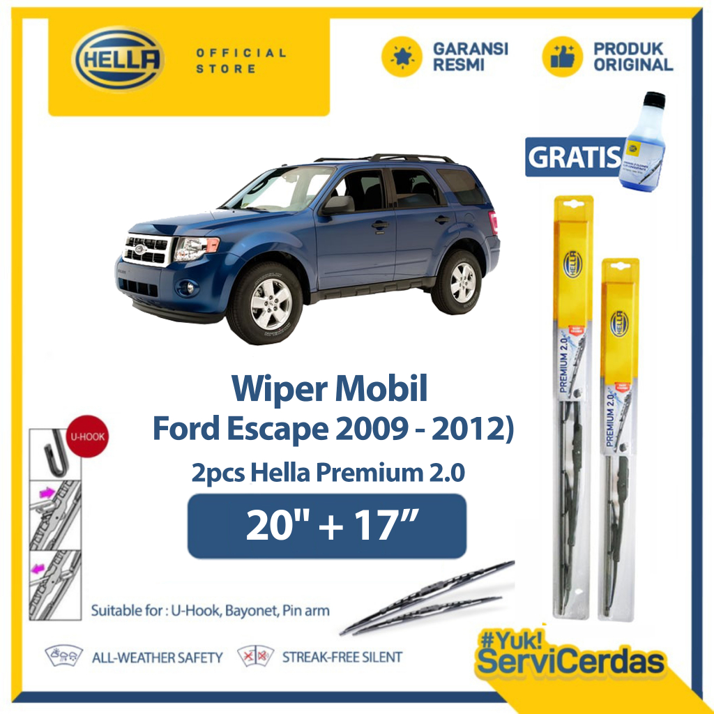 Wiper Mobil FORD Escape 2009 - 2012 20" + 17" (2pcs) - HELLA Premium 2.0