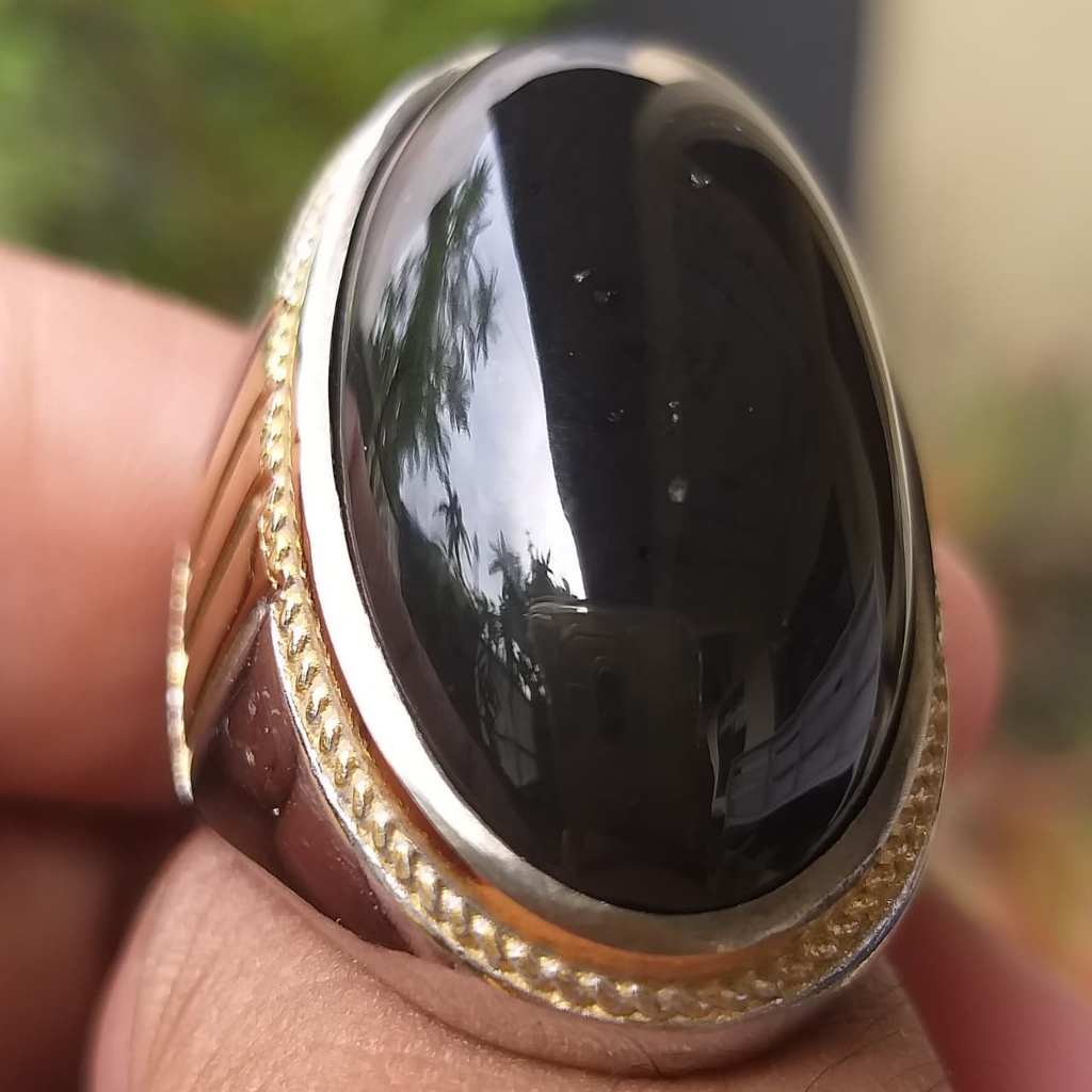 Batu Akik Badar Besi Hitam Pekat Montok Klimis Berminyak  Nempel Magnet Langka Natural 100% Asli Ala