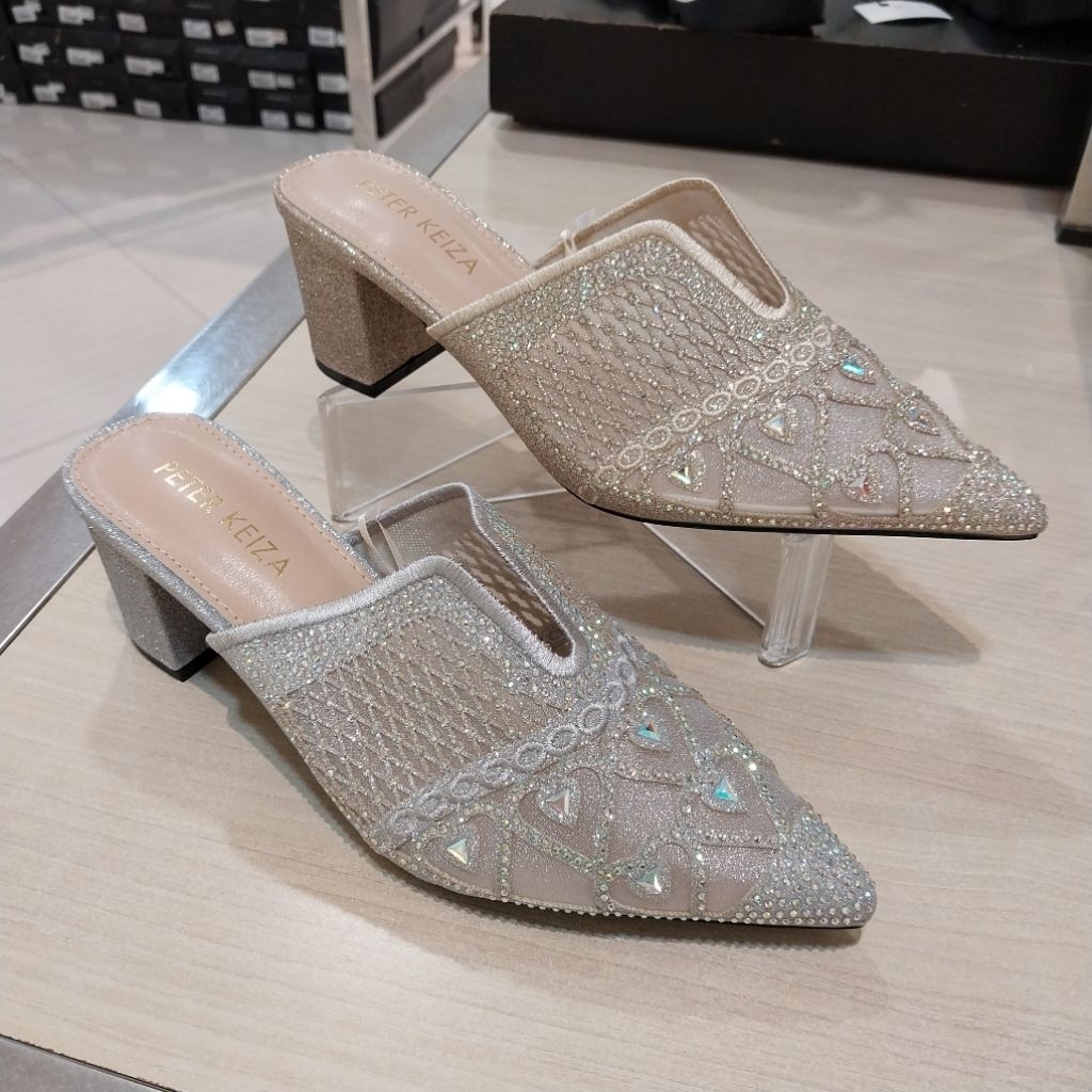 PETER KEIZA‼️sepatu sandal selop/mules pesta heels 7cm original