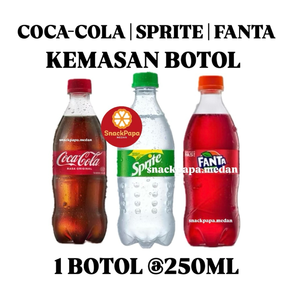 MINUMAN SODA COCA COLA FANTA SPRITE [1 BOTOL @250ML] | COCA-COLA | FANTA | SPRITE KEMASAN BOTOL 250M