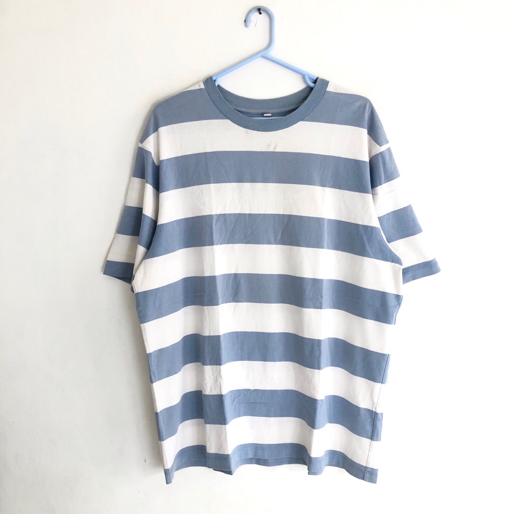 Oversize Stripe tshirt uniqlo sky blue XXL