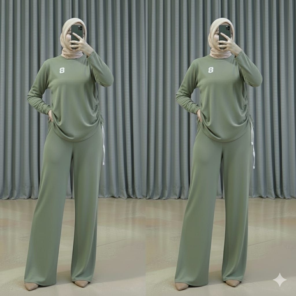 one set kekinian//one set korea wanita hijab//one set bahan knit premium