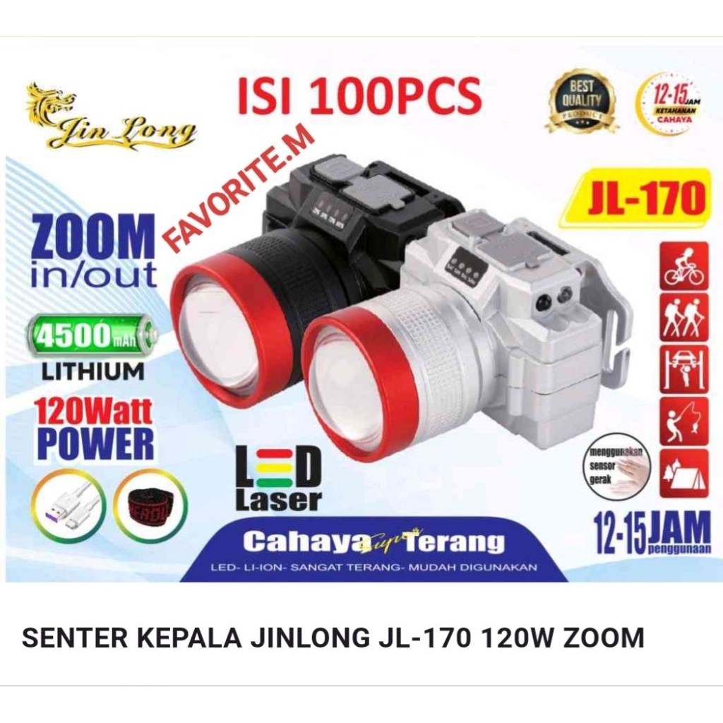 [NEW]Senter kepala jinlong jl-170 120w zoom/Senter kepala bisa zoom/Senter jl-170 120w/SENTER JINLON