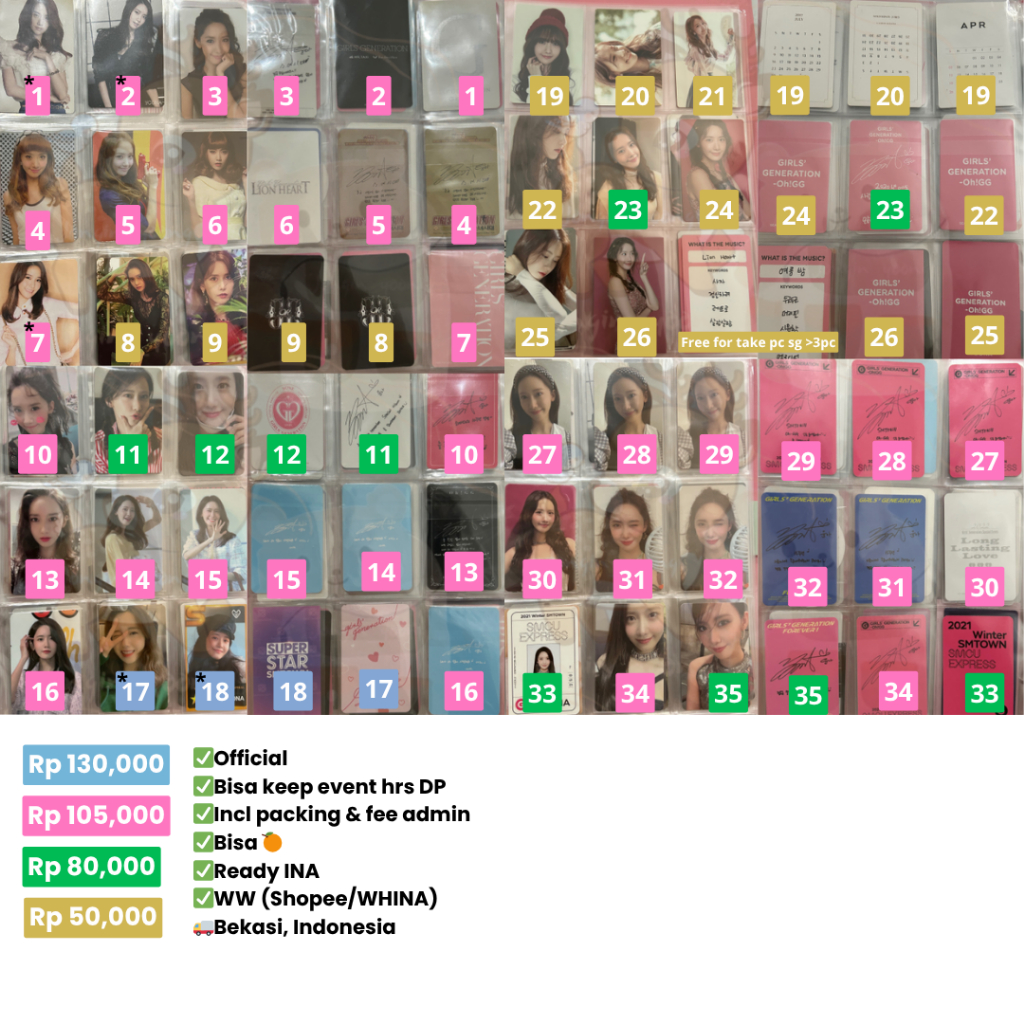 PC Taeyeon POB Fansign F2F, PC Fanmeet LLL Hyoyeon& Yoona, Pc Yoona POB Season Greeting web SMStore 