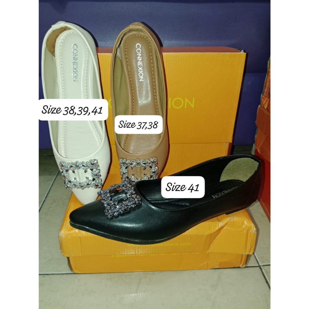 CONNEXION by Matahari Store | Flatshoes Lucu | Mules New Original Premium | Sandal Sepatu Slip On Wa