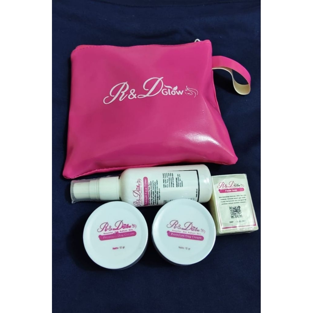 R&D Glow Premium isi 2 CREAM SIANG, sabun, dan Toner Tanpa cream malam