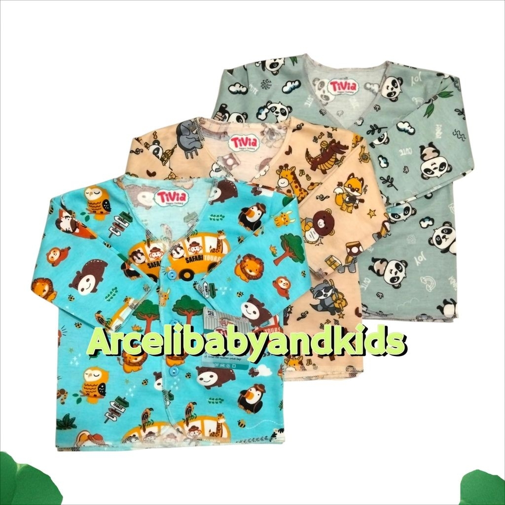 TERBARUU ((6pcs)) Baju Bayi Lengan Panjang Motif full print cewek cowok unisex 0-3 Bulan SNI / Baju 