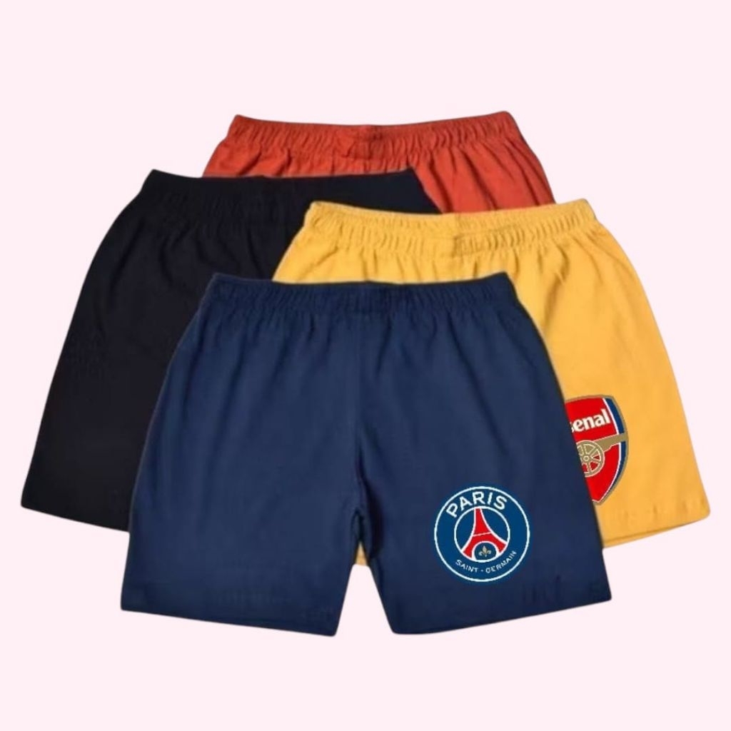 Celana Boxer Anak Cowok Isi 4 Pcs Boxer Club Bola Bahan Adem Celana Pendek Anak Laki Laki Logo Bola