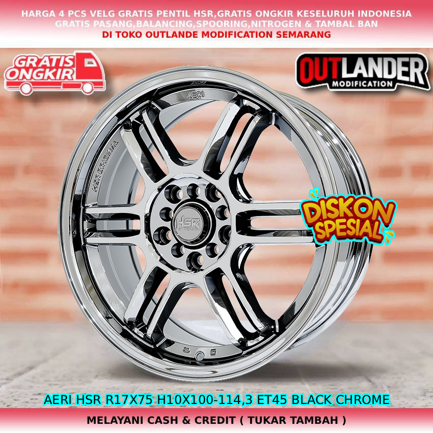 Velg black chrome untuk mobil Reborn| Zenix| Rush| Camry| Corolla Cross| dll velg hsr aeri R17