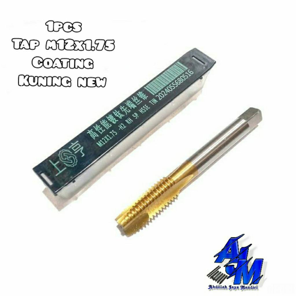 1pcs hand tap M12x1.75 HSSE H2 Tap Baut 17 Drat Kasar Industri PO COATING KUNING new