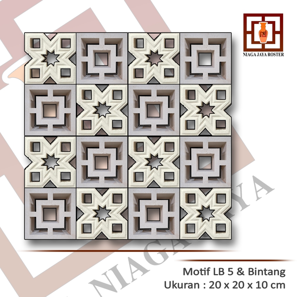 roster beton minimalis, roster 20x20x10cm, loster beton minimalis, ventilasi rumah, roster kombinasi