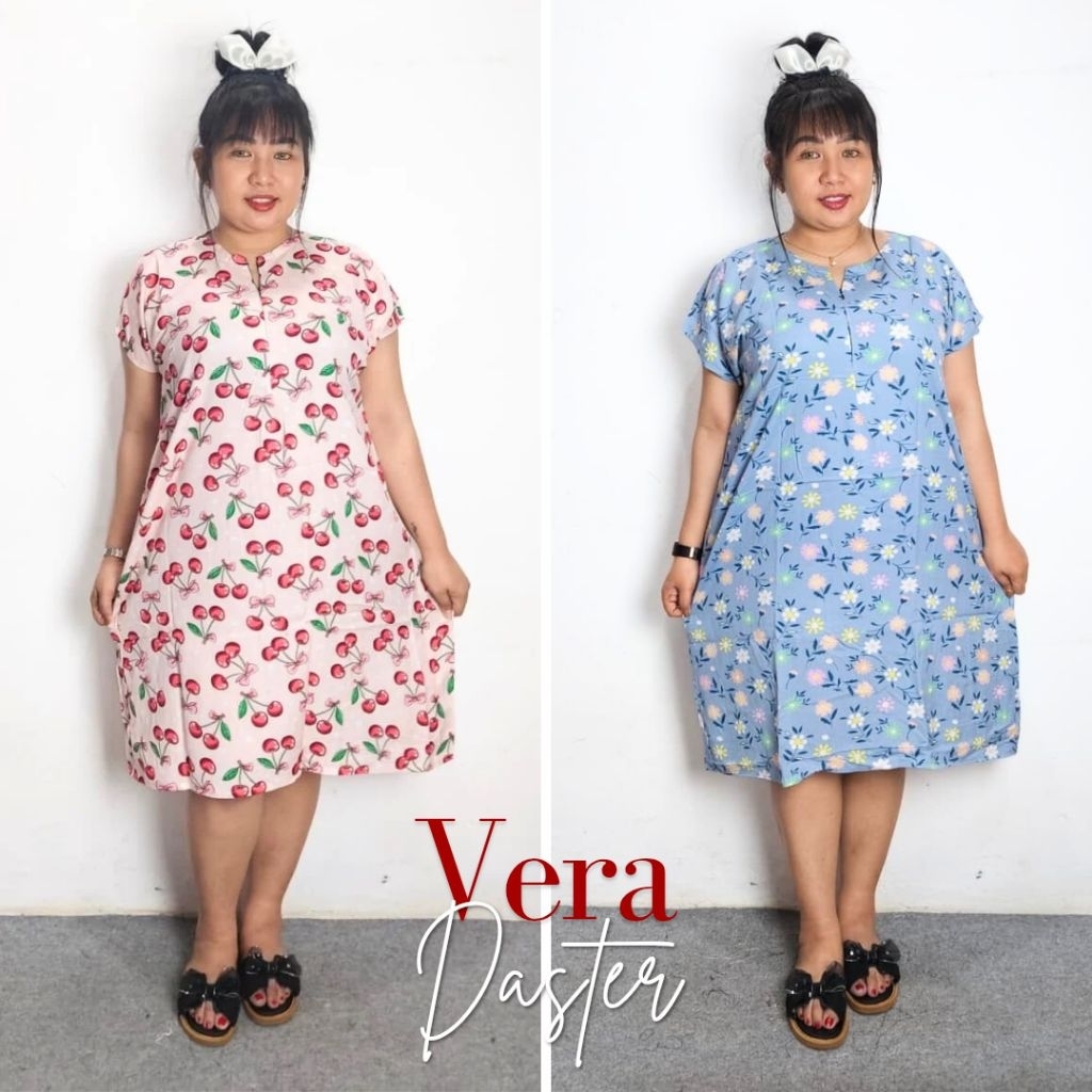 (CICI) Vera Daster // Rayon Premium // Jumbo Size Friendly //  Daster Motif Bunga Garis Polkadot Abs