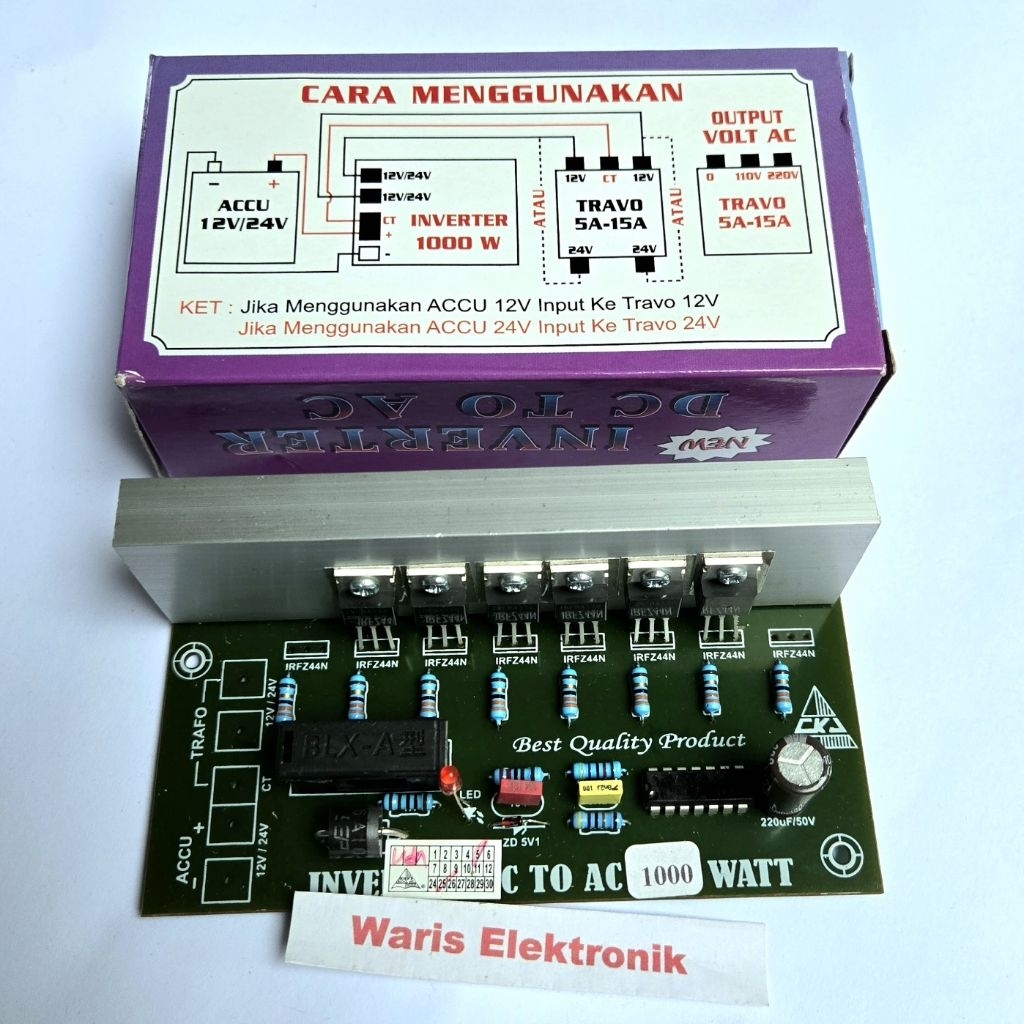 Rangkaian kit inverter DC ke AC 1000W 750Watt
