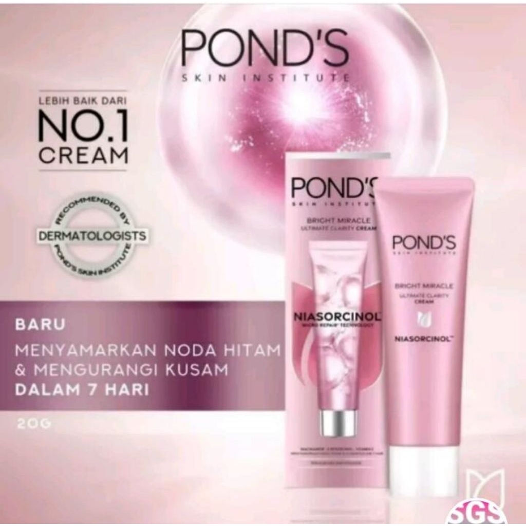 PONDS BRIGHT BEAUTY SERUM DAY CREAM 20 GRAM PONDS BRIGHT MIRACLE ULTIMATE NIASORCINOL KRIM WAJAH PEL