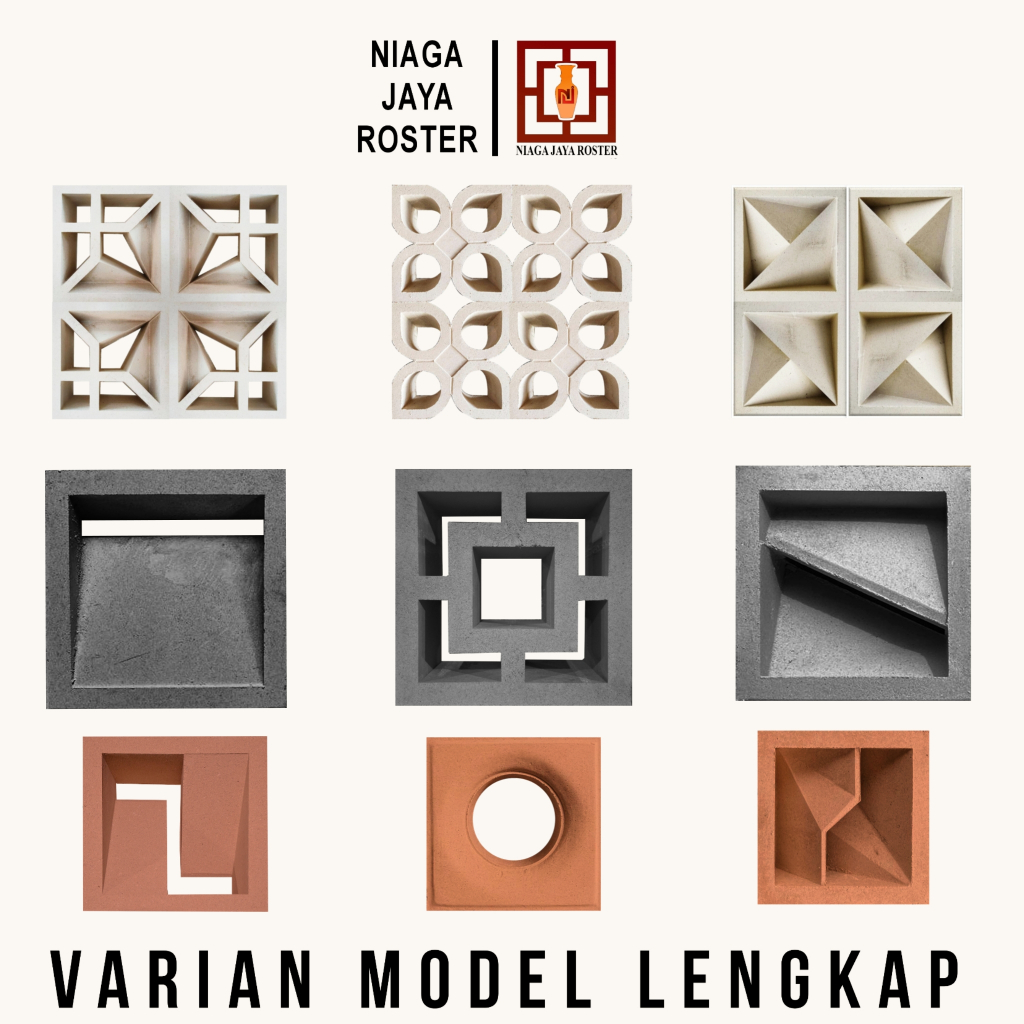 NIAGA JAYA ROSTER- ROSTER PUTIH ALL MODEL/ UKURAN 20X20CM,/ LOSTER MINIMALIS, LUBANG UDARA, ROSTER B