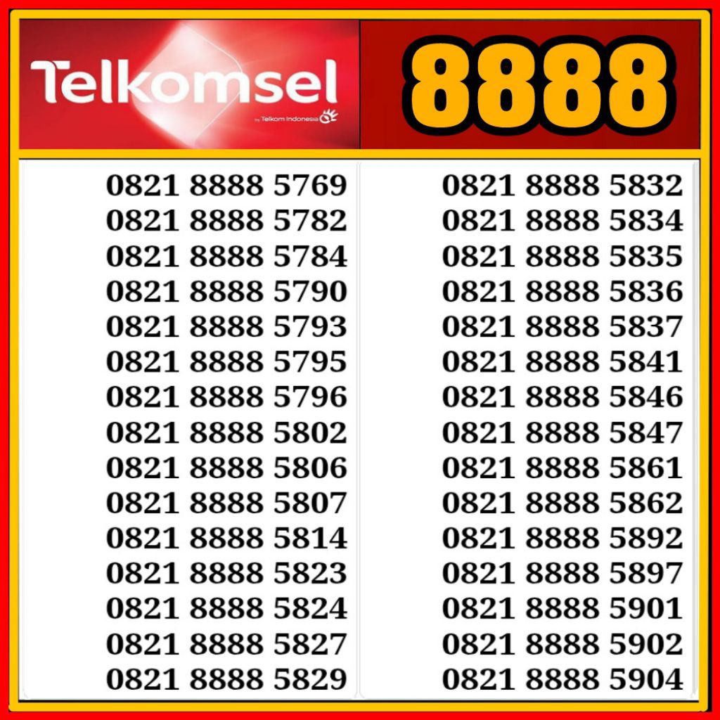 Nomor cantik kartu perdana telkomsel simpati 8888 jaringan 4G/5G