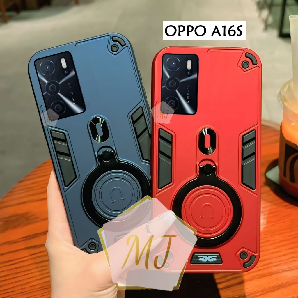 Casing Hp Oppo A16S Case Robot Fiber Ring 360 Ring Case Pro Camera Cover Handphone