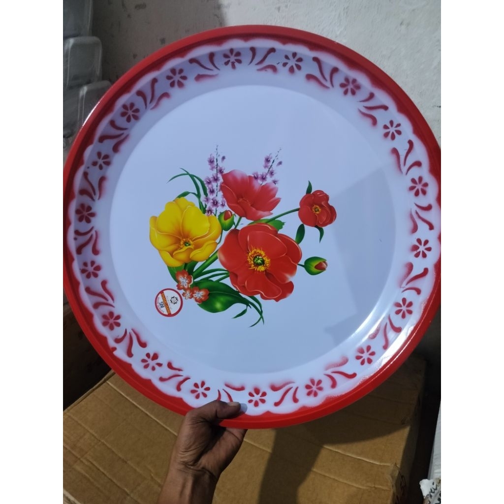 paket 3 pcs dan 6 pcs talam bulat 50 cm /talam bunga/nampan 50/enamel/metalik
