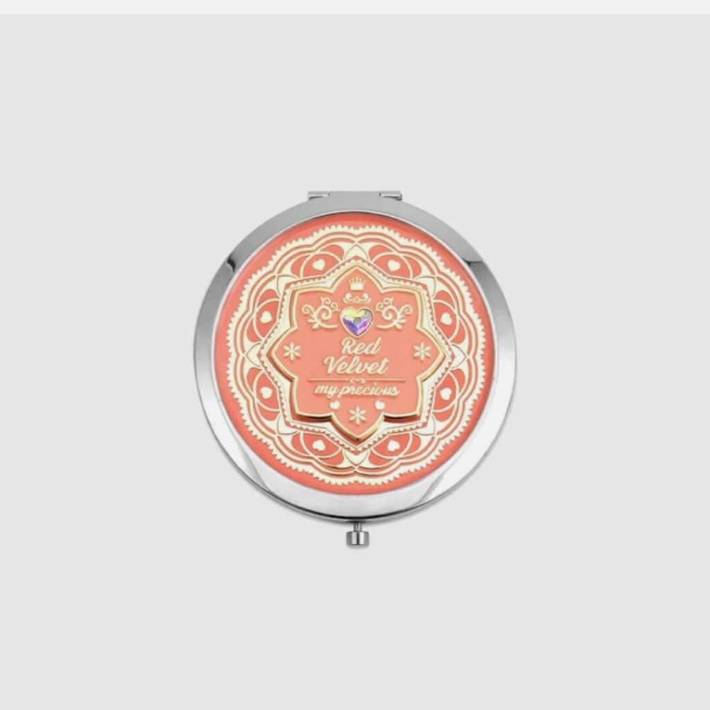 Antique hand mirror red Velvet