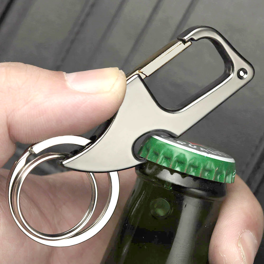 Gantungan Kunci Carabiner Pisau Mini Pembuka Tutup Botol EDC