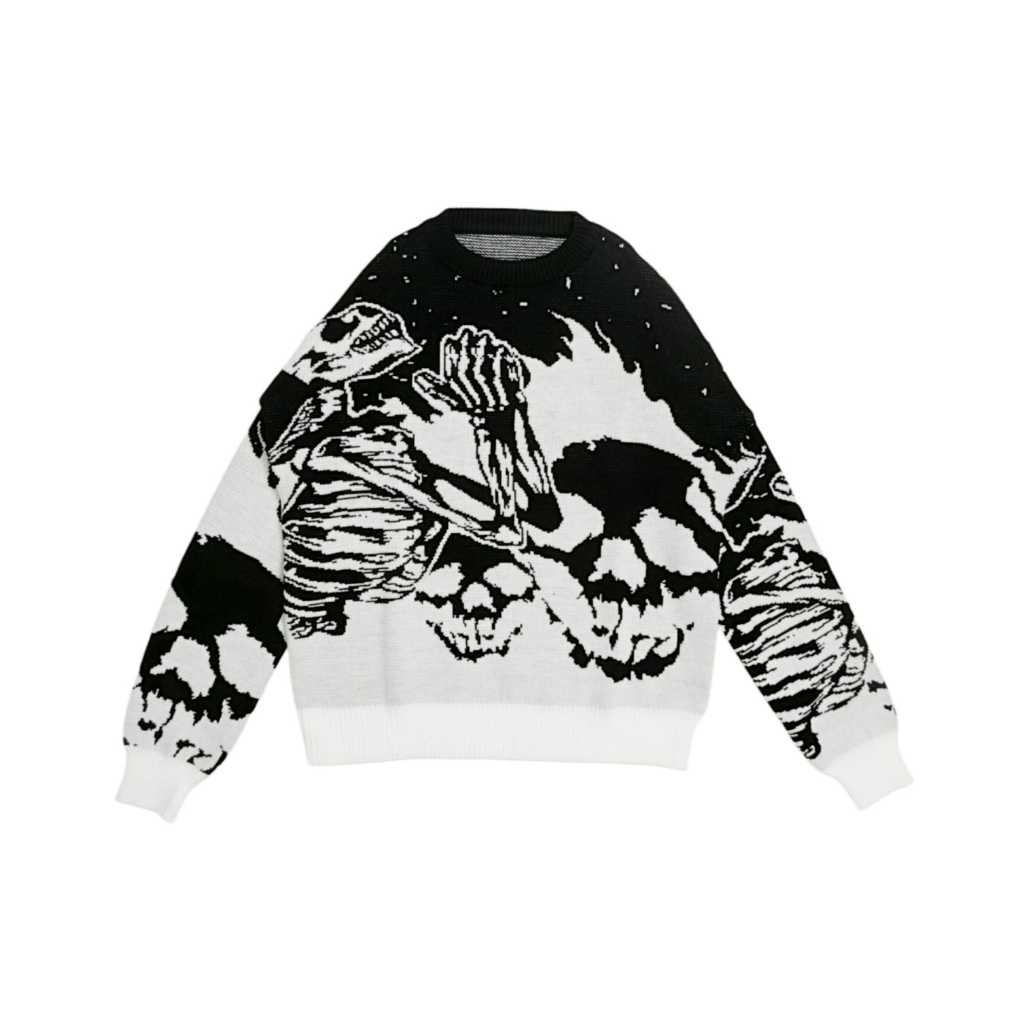 cardigan knitwear skull-sweater rajut premium unisex oversized akrilik