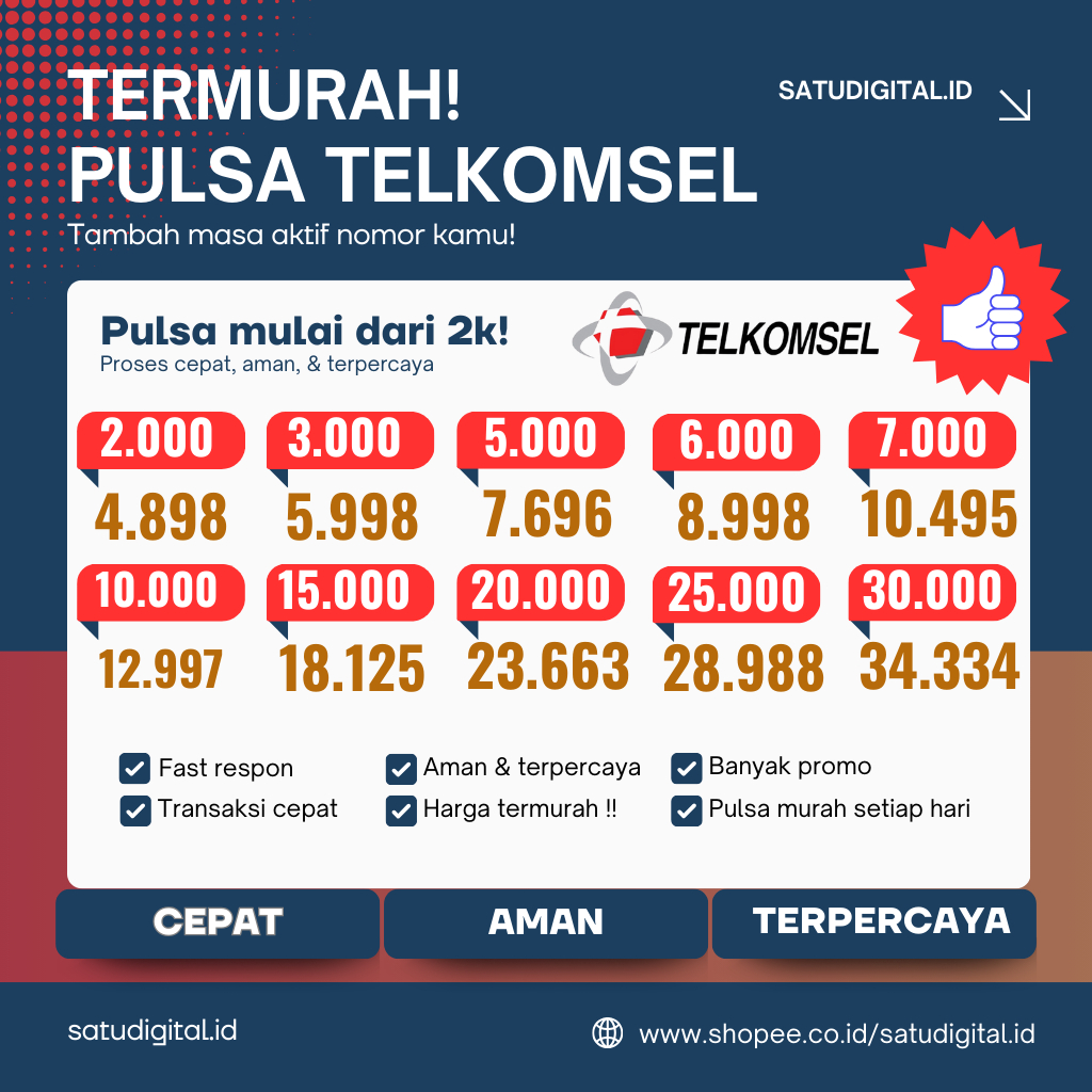 PULSA TELKOMSEL TERMURAH TAMBAH MASA AKTIF MULAI DARI 2K