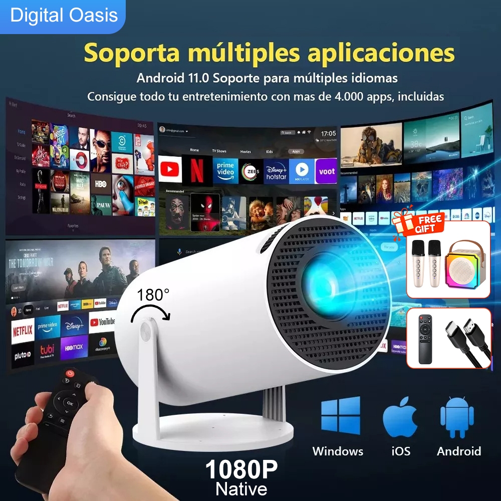 Digital Oasis Proyektor Mini Proyektor Pintar HD Portabel Proyektor LCD Mendukung Home Theater Luar 