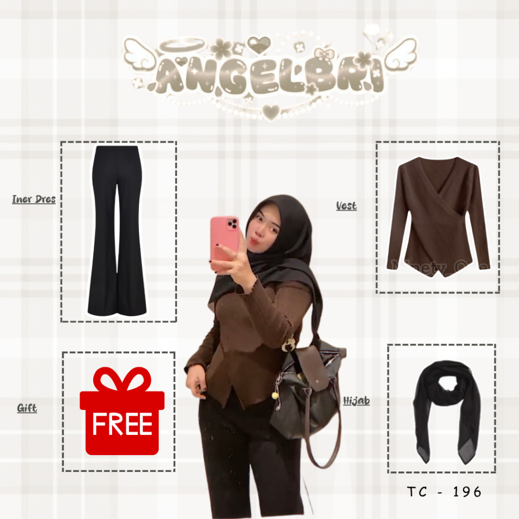 Set Wanita Kekinian 3in1 Korean Style Premium ( Cutbray + Rajut + Bella Square ) SET TC-196
