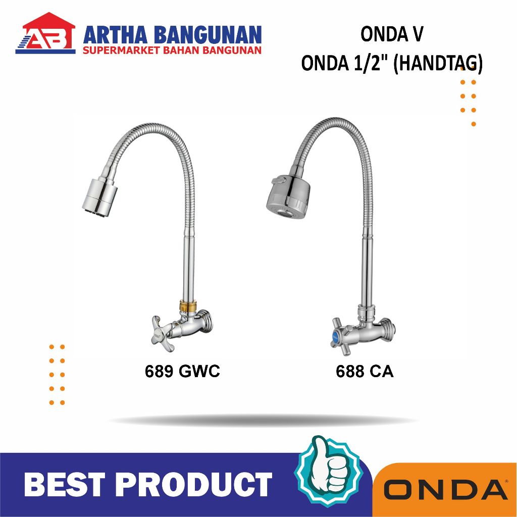 ONDA KRAN WASTAFEL FLEKSIBEL ONDA 1/2" (HANDTAG)