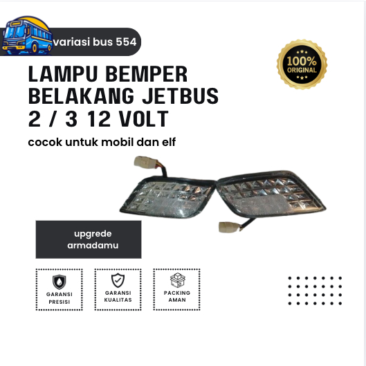 lampu bemper jetbus 3 12 volt warna putih set kanan kiri
