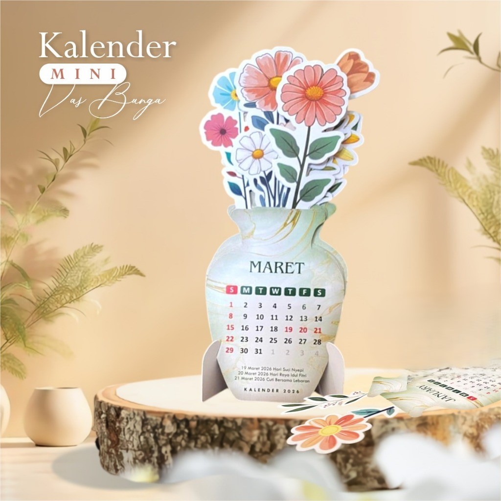 KALENDER  VAS BUNGA MINIMALIS DAN PENANDA TANGGAL - AKSESORIS MEJA KERJA PREMIUM