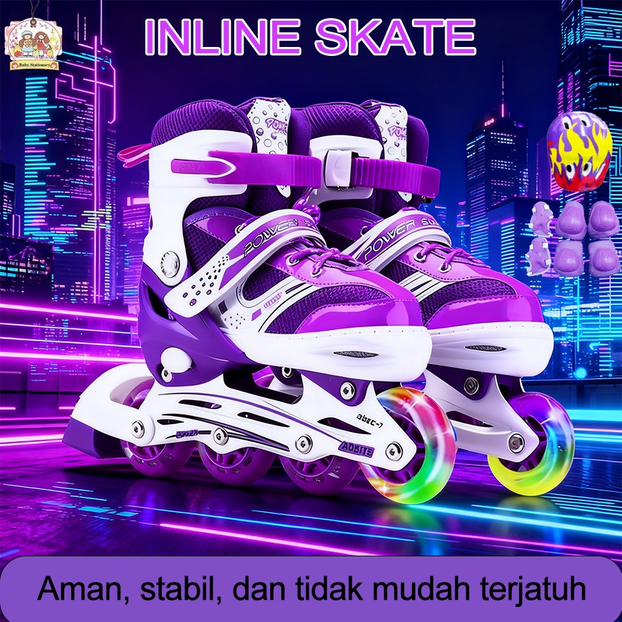 Sepatu Roda Anak Perempuan & Laki-Laki  Sepatu Roda Anak 4 roda Bisa Ditarik dan Dilipat