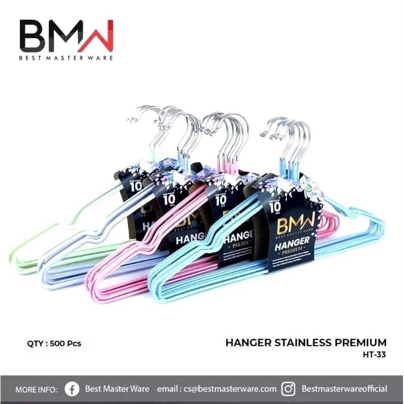 GANTUNGAN BAJU HANGER STENLIS WARNA BMW TEBAL ISI 10PCS