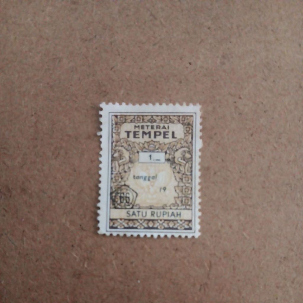 Meterai tempel 1 rupiah periode tahun 1960-an hingga 1970-an,