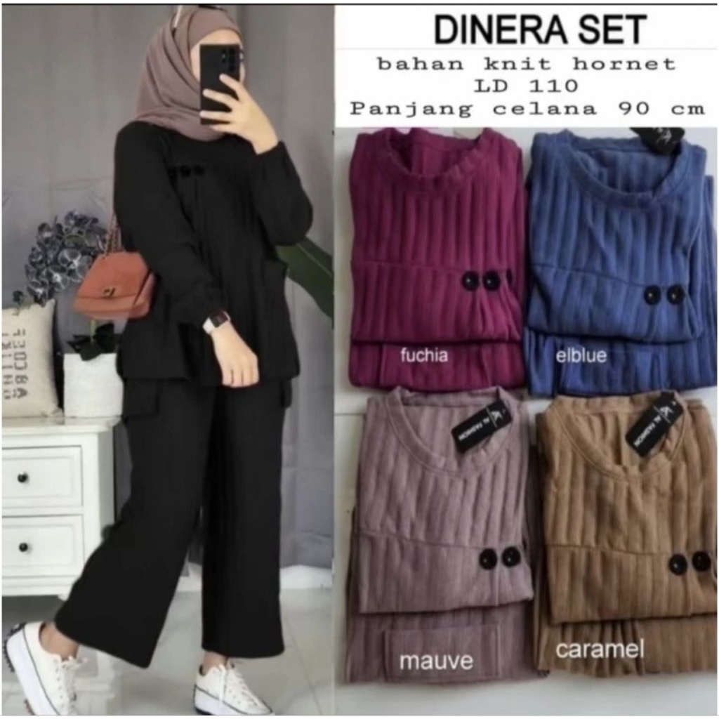 KODE 1 | ONESET DINERA BAHAN KNIT HORNET TEBAL DINERA ONESET KNIT HORNET SETELAN WANITA CARGO BAHAN 