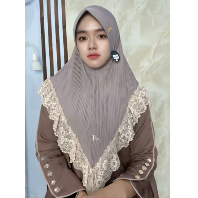 591 Jilbab Al faezya Renda Coksu plisket ped antem jersey super/Hijab af alfaezya ori by bunyamin
